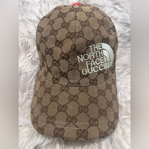 The North Face x Gucci - Brown Monogram Logo Baseball Cap - Size Medium - Picture 2 of 8